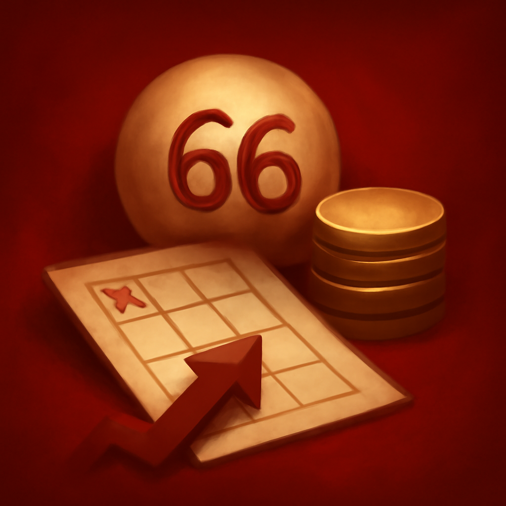 An icon representing the 66 Lottery App download guide with a clean design.