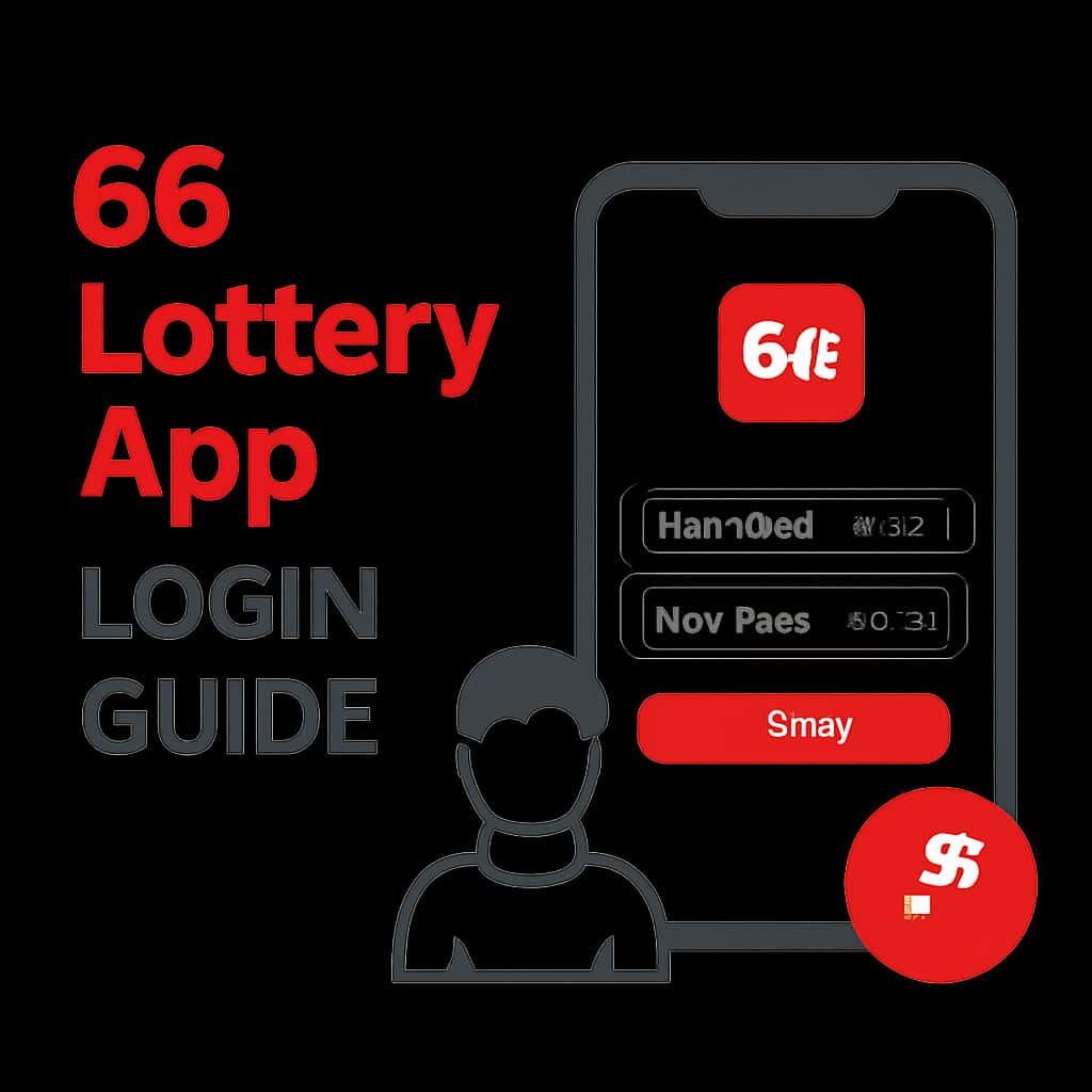 Illustration explaining the login process for the 66 Lottery App.