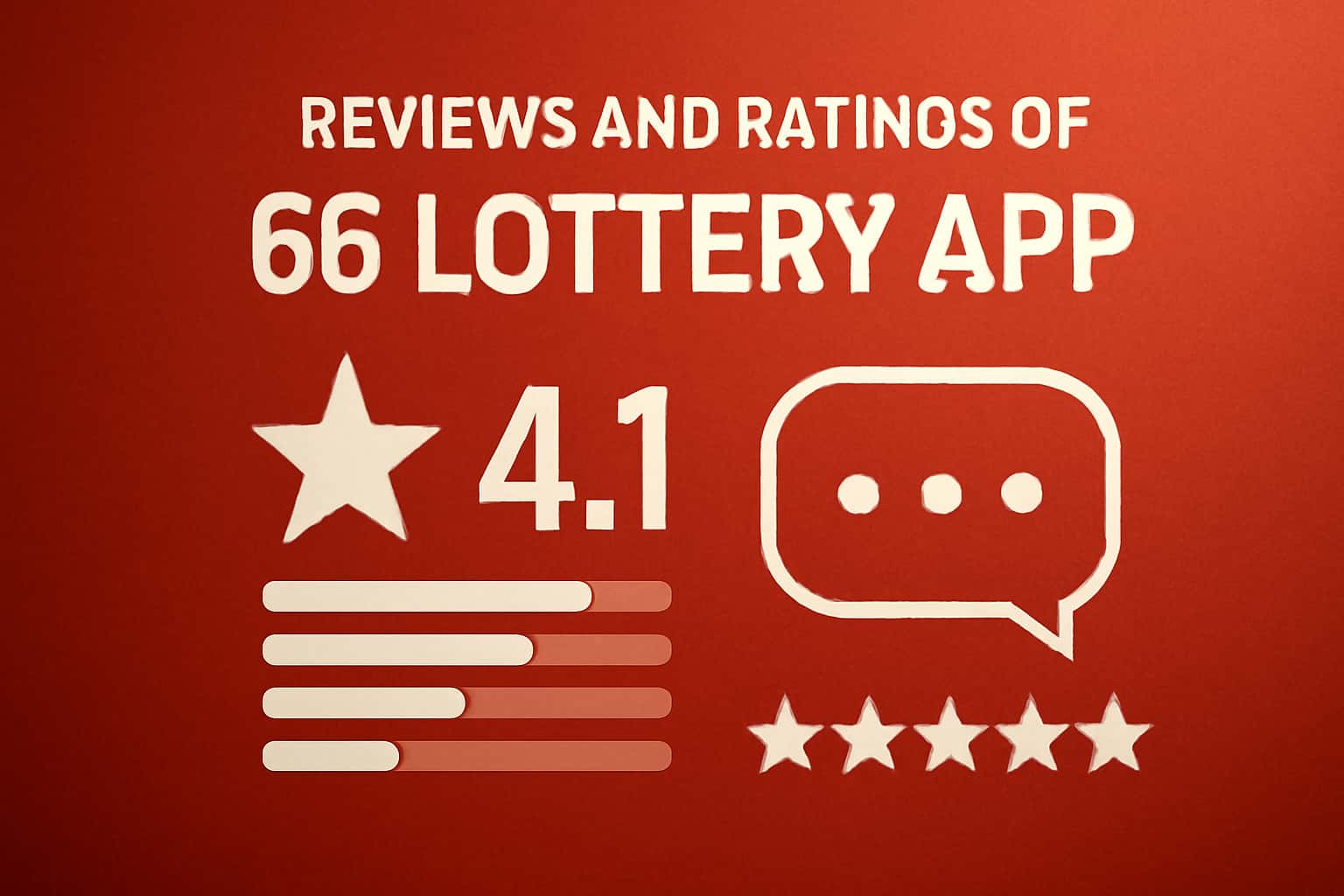An informational scene depicting user reviews and ratings of 66 Lottery App.