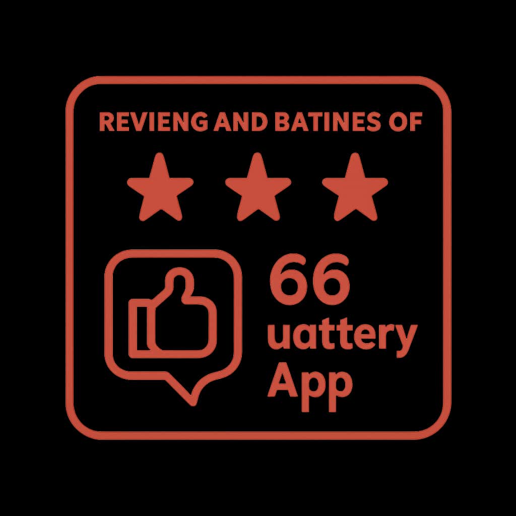 A badge representing Reviews and Ratings of 66 Lottery App.