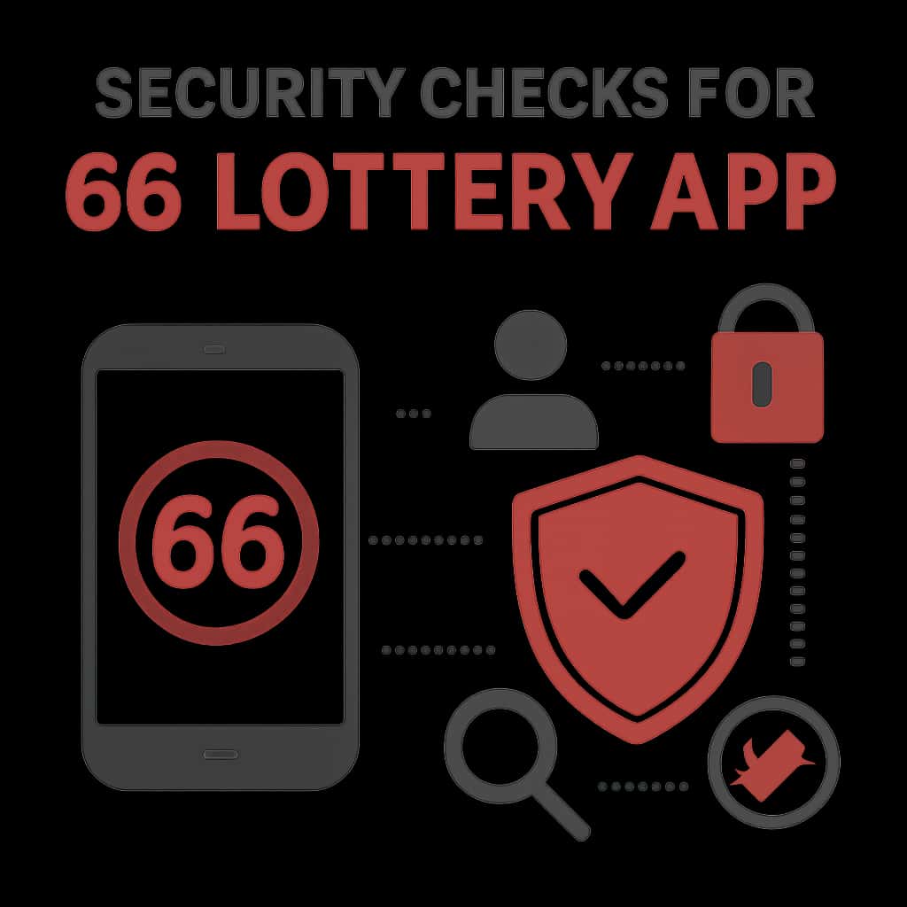 An educational diagram illustrating security checks for the 66 Lottery App.