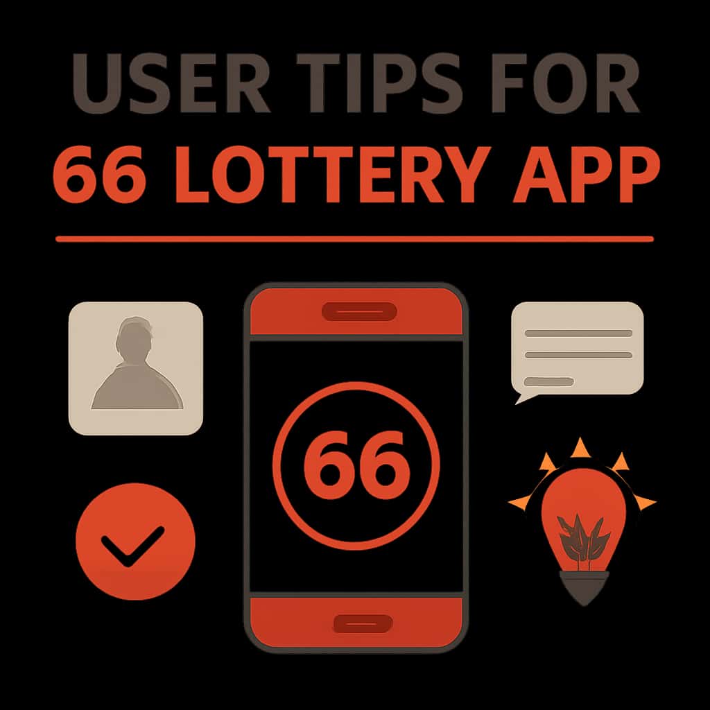 An educational diagram outlining user tips for the 66 Lottery App.
