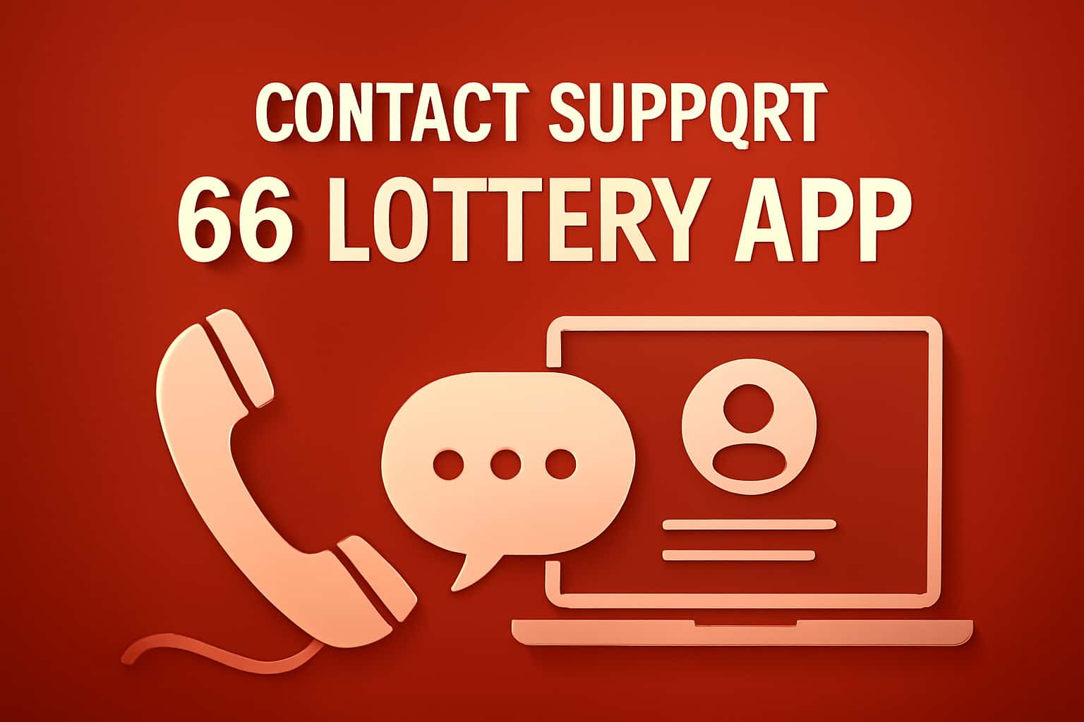 An informational support scene illustrating the 66 Lottery App and contact options.