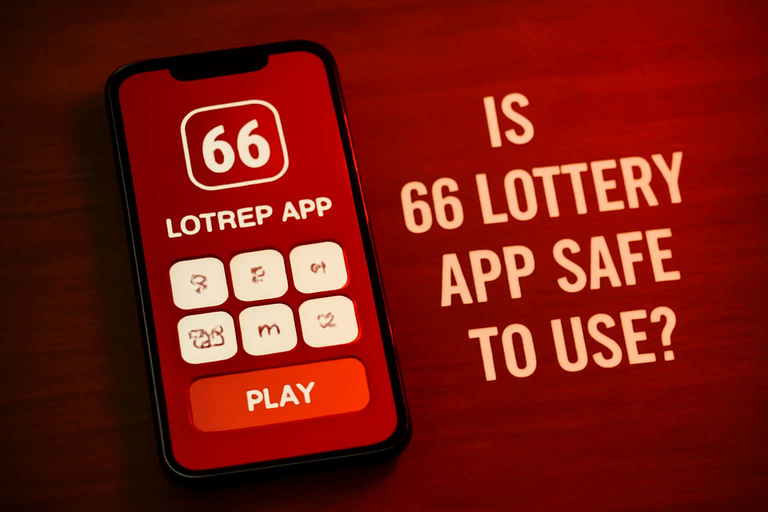 An informational scene illustrating the safety features of the 66 Lottery App.