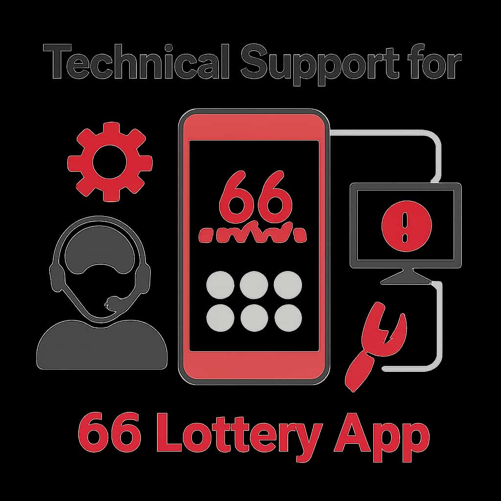 Diagram illustrating technical support processes for 66 Lottery App.